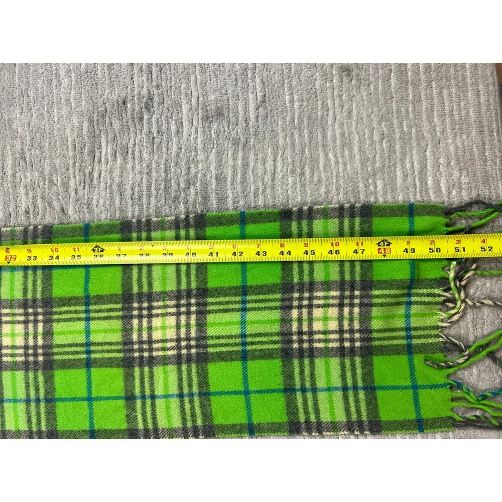 Gap Scarf Unisex OS Green Plaid 100% Wool Made in Italy Fringe 248003-01-1